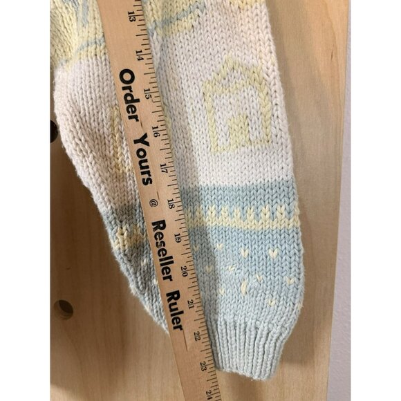 Vintage Jess Paris Cotton Sweater Sheep Cottage Core Pastel Knit Size M Peru - Picture 9 of 16